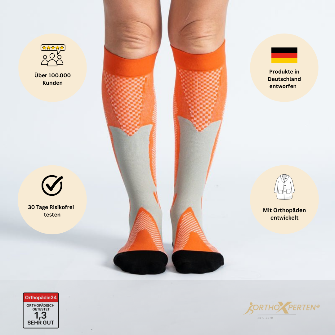 OrthoX - Kompressionssocken für Schmerzfreiheit und Komfort - Orange Grau