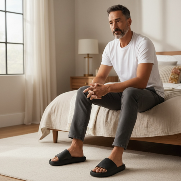 OrthoX - Orthopädische Slipper mit extra Komfort für Schmerzlinderung Im Alltag - Schwarz