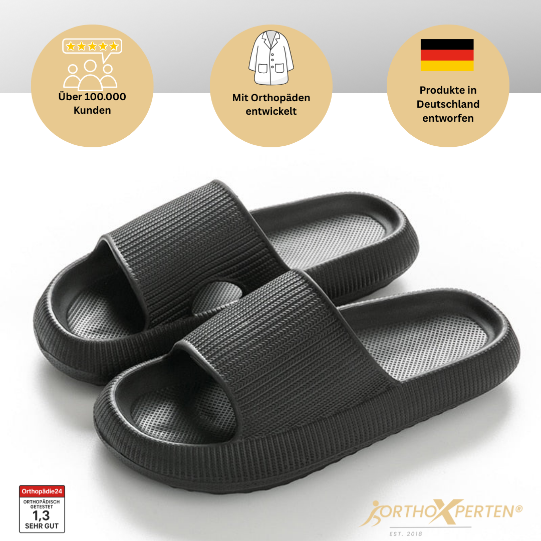 OrthoX - Orthopädische Slipper mit extra Komfort für Schmerzlinderung Im Alltag - Schwarz