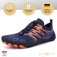 OrthoX - Rutschfeste Trail Barfußschuhe für natürliche Beweglichkeit - Blau Orange