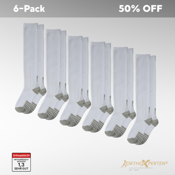 OrthoX - 6-Pack Kompressionssocken für Schmerzfreiheit und Komfort - Weiß