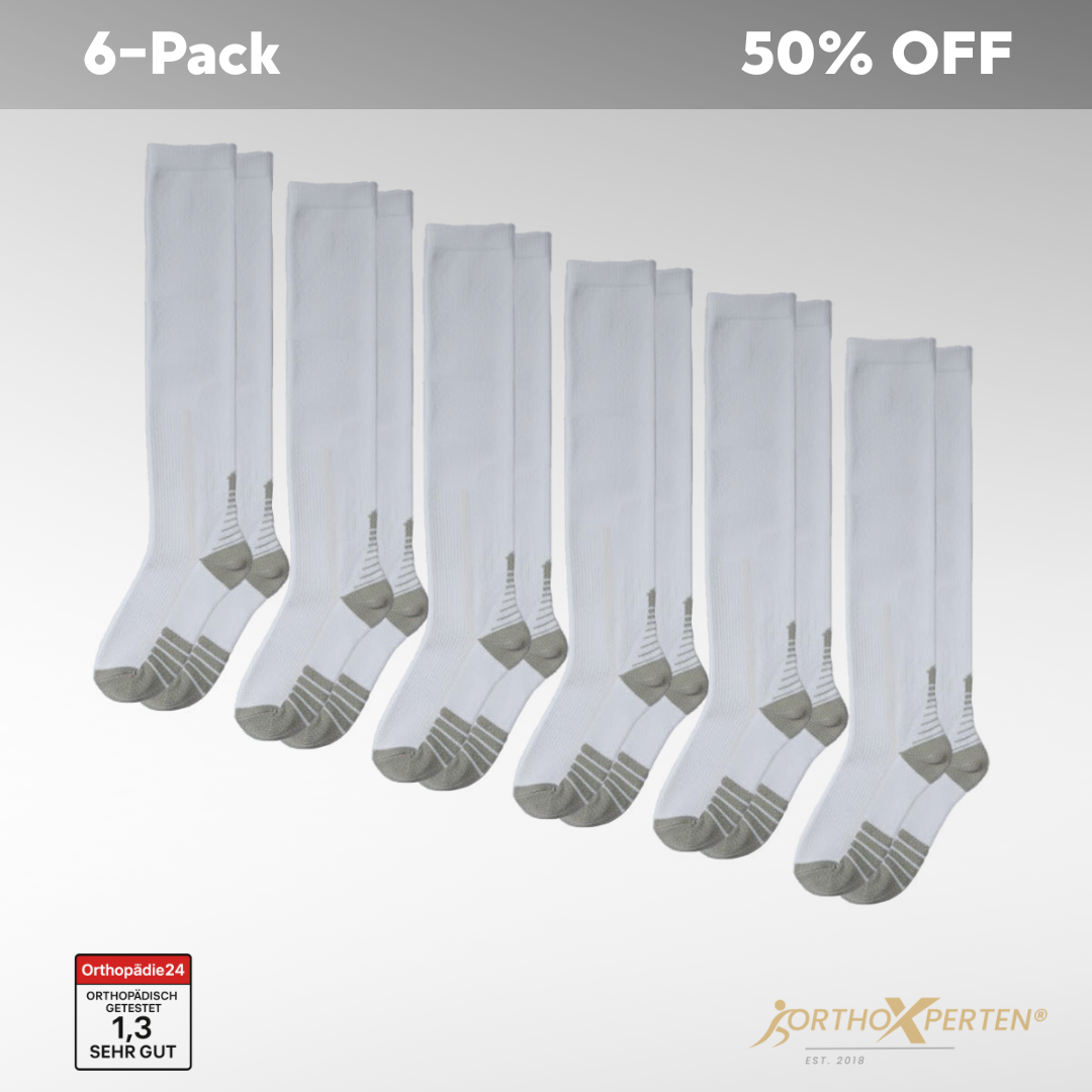 OrthoX - 6-Pack Kompressionssocken für Schmerzfreiheit und Komfort - Weiß